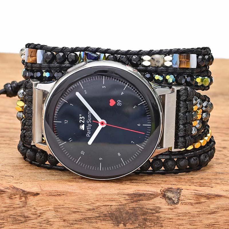 Black Vintage Natural Stone Woven Watch Band - Emmz Gadgets 